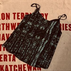 Babaton Black and Teal Tie-Dye Silk Cami Tank